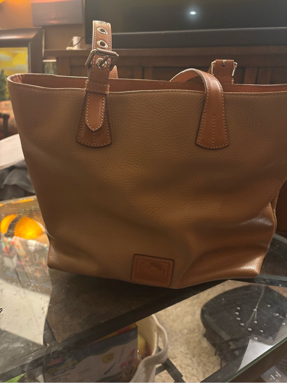 Dooney & Bourke Tan Leather Tote with Smooth Pebble Grain